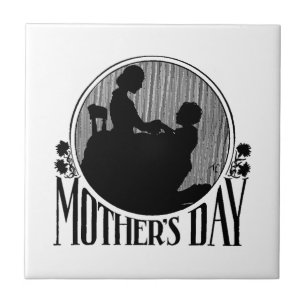 Retro Mother's Day Silhouette Tile