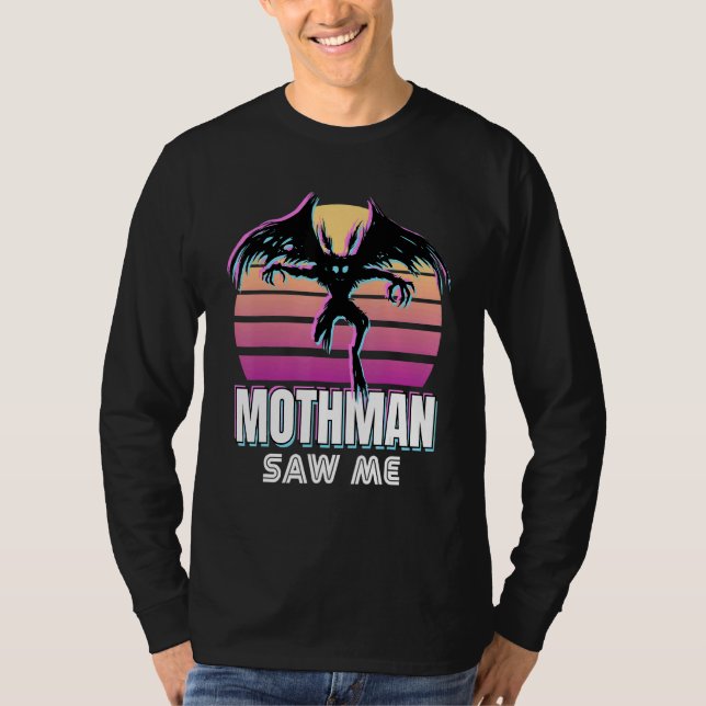 Retro Mothman 80s Cryptid Sunset T-Shirt (Front)