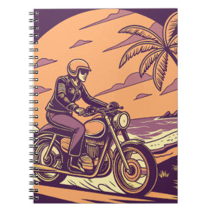 Retro Motorcycle Adventure – Tropical Beach Notebook
