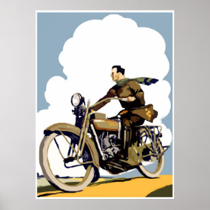 Retro Motorcycle Art Poster