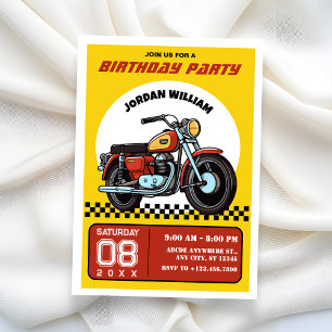 Retro motorcycle birthday Invitation