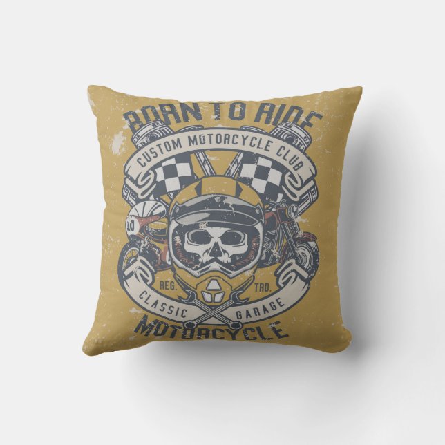 Retro Motorcycle Design Cushion (Back)