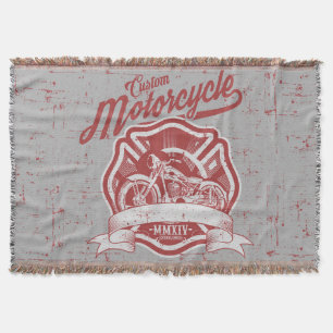 Retro Motorcycle Design Throw Blanket