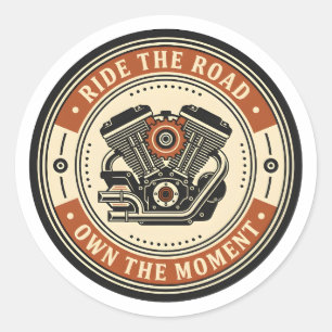 Retro Motorcycle Engine Badge Style Classic Round Sticker