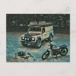 Retro motorcycle gift postcard