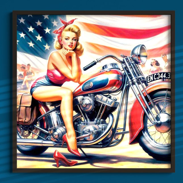 Retro Motorcycle Pin Up Poster (Creator Uploaded)