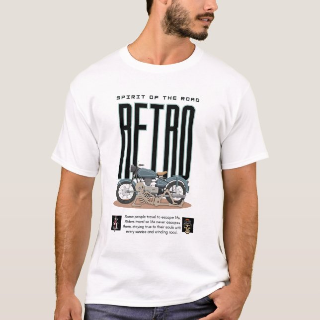 Retro Motorcycle Rider Shirt– Spirit of the Road T-Shirt (Front)