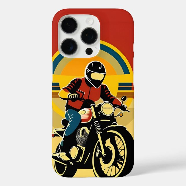🏍️ Retro Motorcycle Rider Silhouette 🌅 Case-Mate iPhone Case (Back)