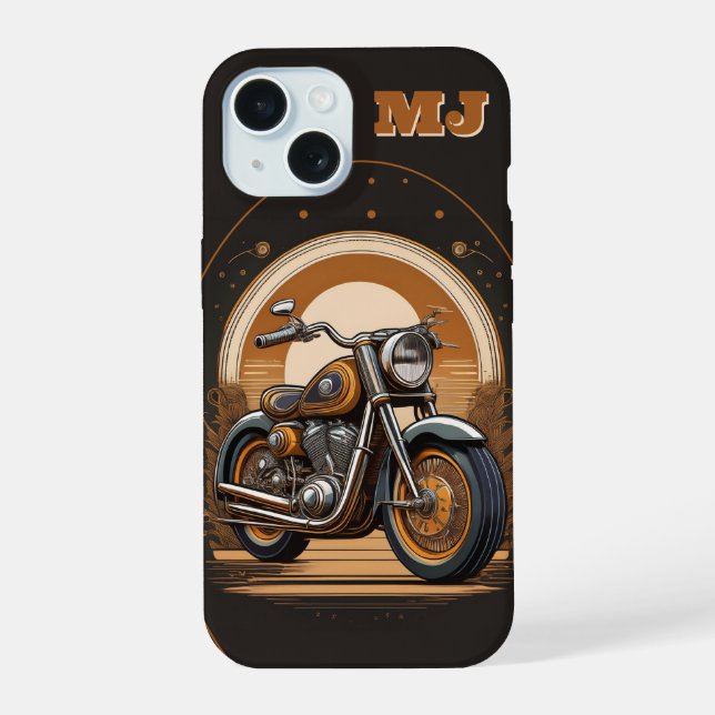 Retro Motorcycle Vibes: Personalised  iPhone 15 Case (Back)