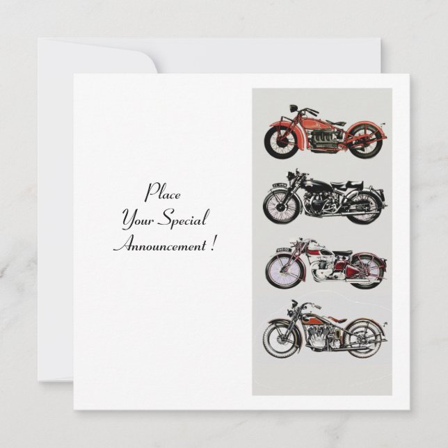 RETRO MOTORCYCLES  PARTY Red Black White Champagne Invitation (Front)