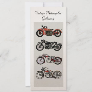 RETRO MOTORCYCLES PARTY Red Black White Champagne Invitation