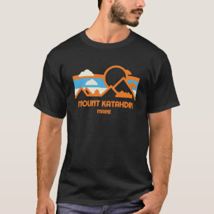 Retro Mount Katahdin Maine Mountain Range Sunset T-Shirt