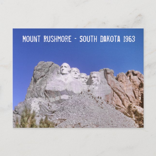 Retro Mount Rushmore - South Dakota 1963 Postcard (Front)