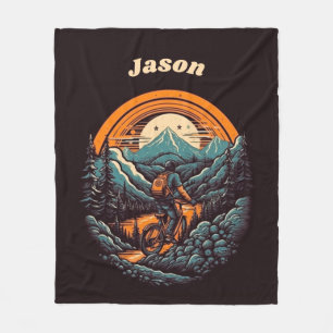 Retro Mountain Adventure Cycling Life, custom Fleece Blanket