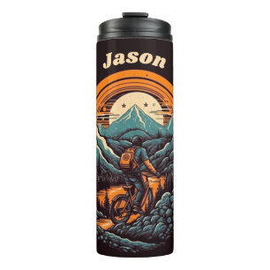 Retro Mountain Adventure Cycling Life Customisable Thermal Tumbler