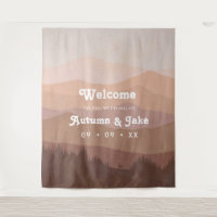 Retro Mountain and Forest Pink Wedding Welcome