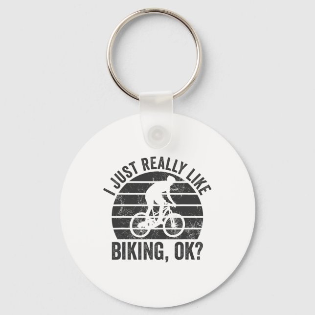 Retro Mountain Bike I Just Really Like Biking Ok B Key Ring (Front)