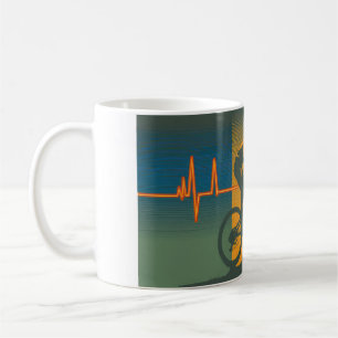 Retro Mountain Biker Heartbeat Coffee Mug