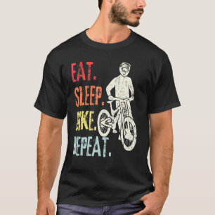 Retro Mountain Biking Bicycle Cycling Eat Sleep Bi T-Shirt