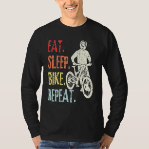 Retro Mountain Biking Bicycle Cycling Eat Sleep Bi T-Shirt
