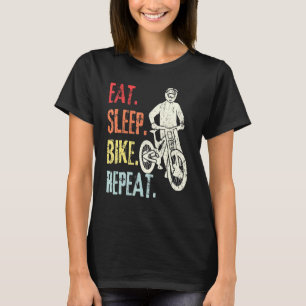 Retro Mountain Biking Bicycle Cycling Eat Sleep Bi T-Shirt