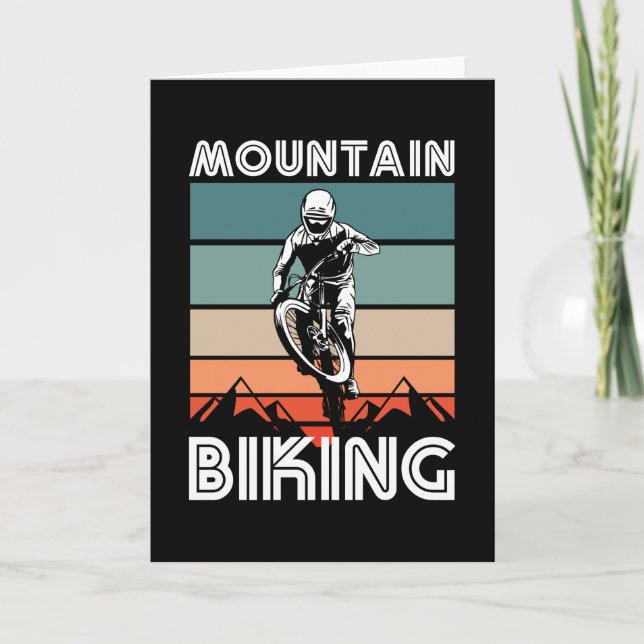 Retro Mountain Biking Gift for MTB Fans Card (Front)