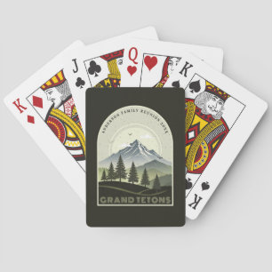 Retro Mountain Family Vacation Green ID1136 Playing Cards