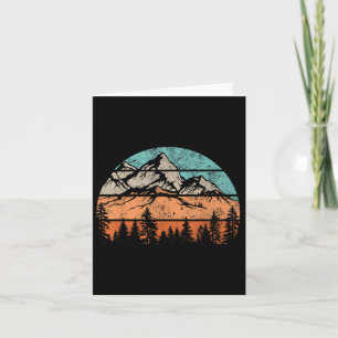 Retro Mountain Forest Sunset Hiking Camping Nature Card