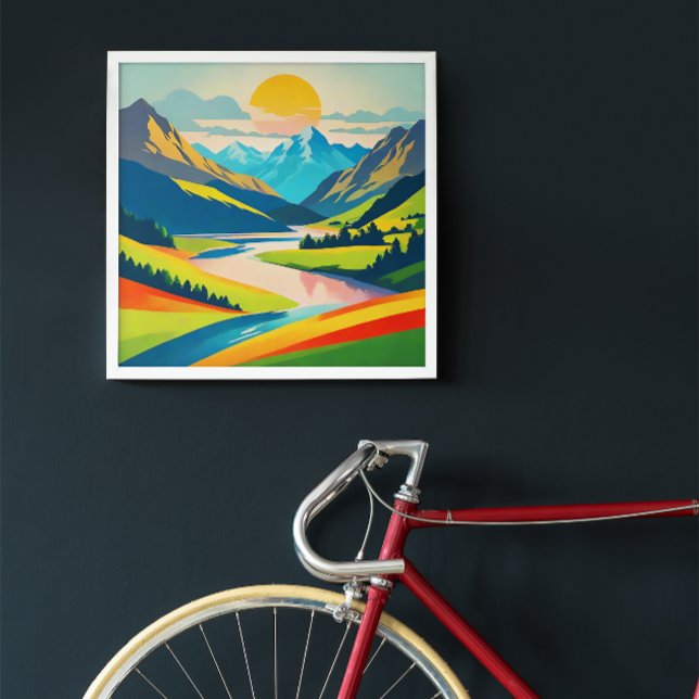Retro Mountain Landscape Acrylic Wall Art (Creator Uploaded)