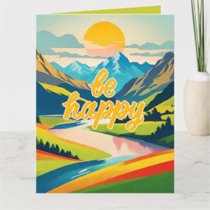Retro Mountain Landscape Card