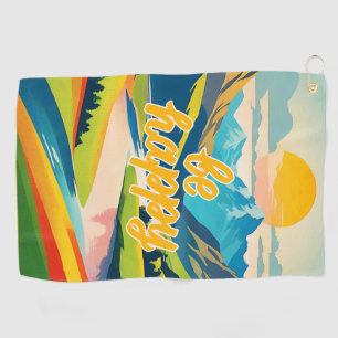 Retro Mountain Landscape Golf Towel