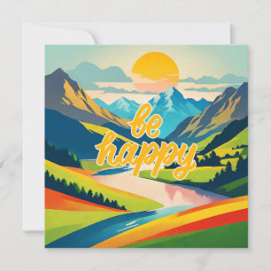 Retro Mountain Landscape Holiday Card
