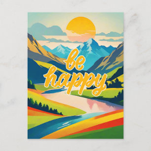 Retro Mountain Landscape  Holiday Postcard