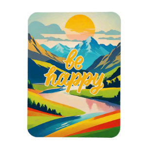 Retro Mountain Landscape Magnet