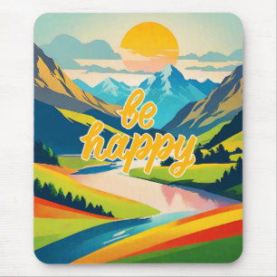 Retro Mountain Landscape Mouse Pad