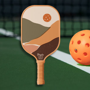Retro Mountain Landscape Pickleball Sun Custom Tex Pickleball Paddle