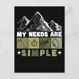 Retro Mountain Rock Climbing Hiking Postcard