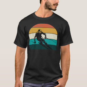 Retro Mountain Skier Vintage Downhill Ski Skis Sl T-Shirt