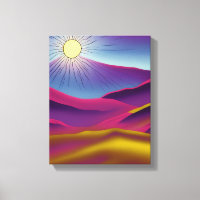 Retro Mountain Sun Abstract Art