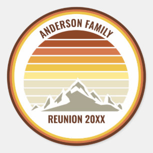 Retro Mountain Sunset Custom Family Reunion Party Classic Round Sticker