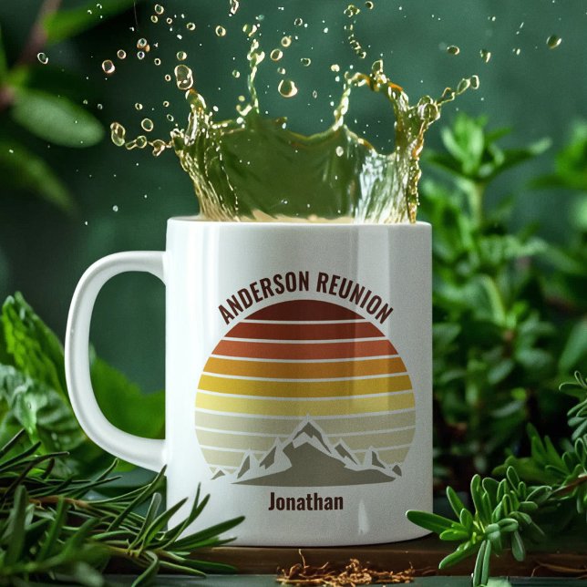 Retro Mountain Sunset Cute Personalised Coffee Mug (Creator Uploaded)