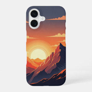 Retro Mountain Sunset iPhone 16 Case