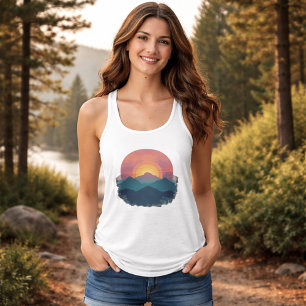 Retro Mountain Sunset - Nature Outdoors Women's Singlet