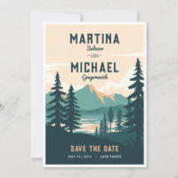 Retro Mountain Wedding Save the Date