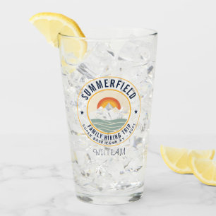 Retro Mountains Family Hiking Matching Personalise Glass