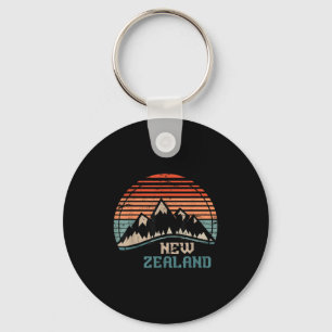 Retro Mountains New Zealand  Key Ring