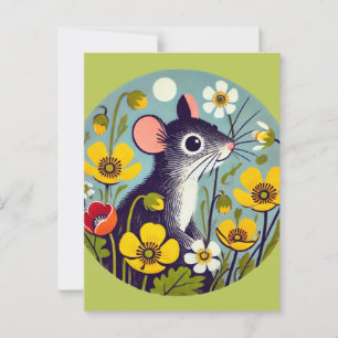 Retro Mouse with Buttercup  Postcard