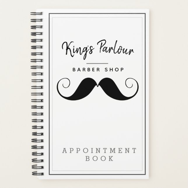 Retro Moustache Barber Shop Appointment Book / Planner (Front)