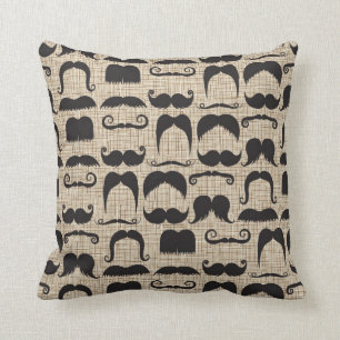 Retro Moustache Moustache Stache Pattern Cushion