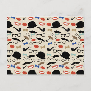 Retro Moustache Moustache Stache Pattern Postcard